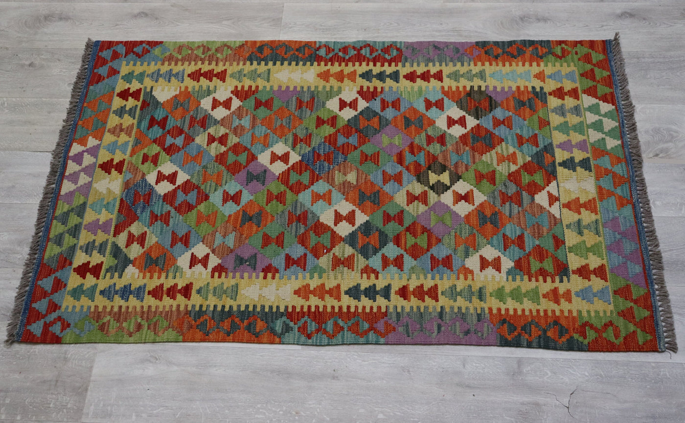 158x98 cm handgewebte nomaden orientt Kelim aus Afghanistan  Nr:5408 Teppiche Orientsbazar   