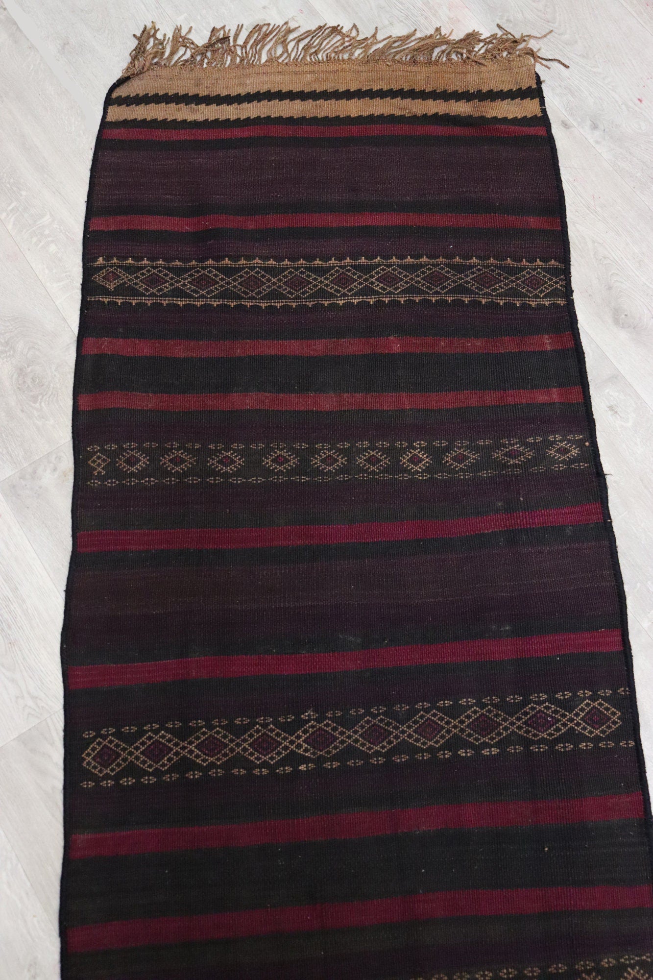 280x70 cm Antik orient handgewebte Teppich Nomaden Balouch sumakh kelim afghan Beloch Flur Läufer kilim Nr-410  Orientsbazar   