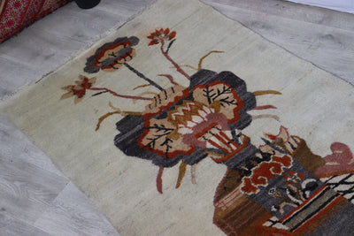 183x91 cm antik Tibetischer Khaden Yoga Meditation Dorfteppich buddhistische Klöster Drachen Teppich Schlafteppich Nr.22/3  Orientsbazar   