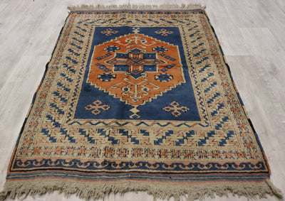 142x97 cm Vintage handgeknüpfte Türkische Kars Orientteppich Nr: 5265 Teppiche Orientsbazar   
