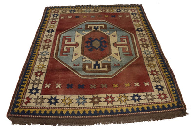 128x109 cm Vintage handgeknüpfte Türkische Kars Orientteppich Nr: 63287 Teppiche Orientsbazar   