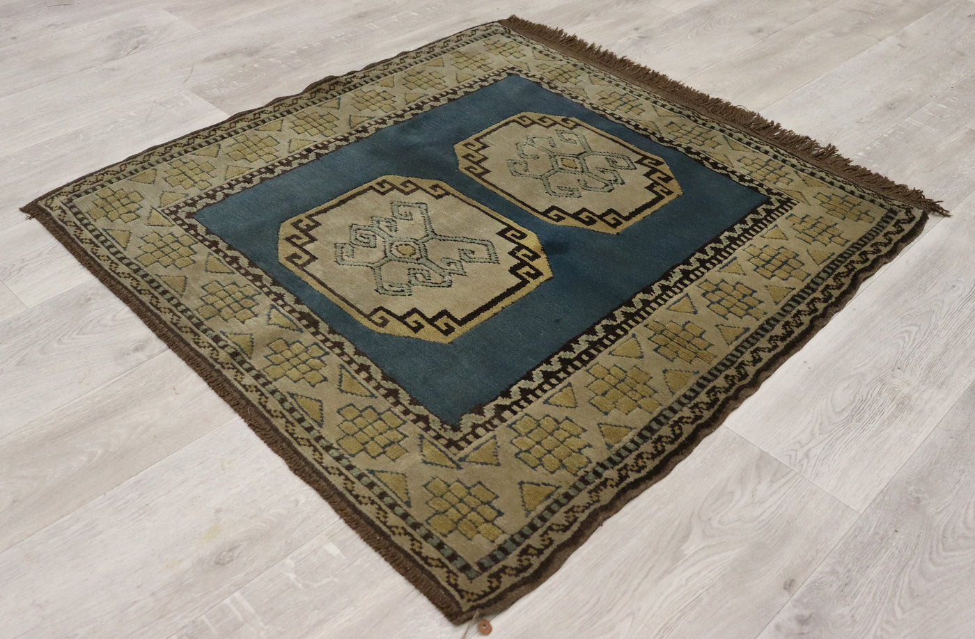104x102 cm Vintage handgeknüpfte Türkische Kars Orientteppich Nr: 63276 Teppiche Orientsbazar   