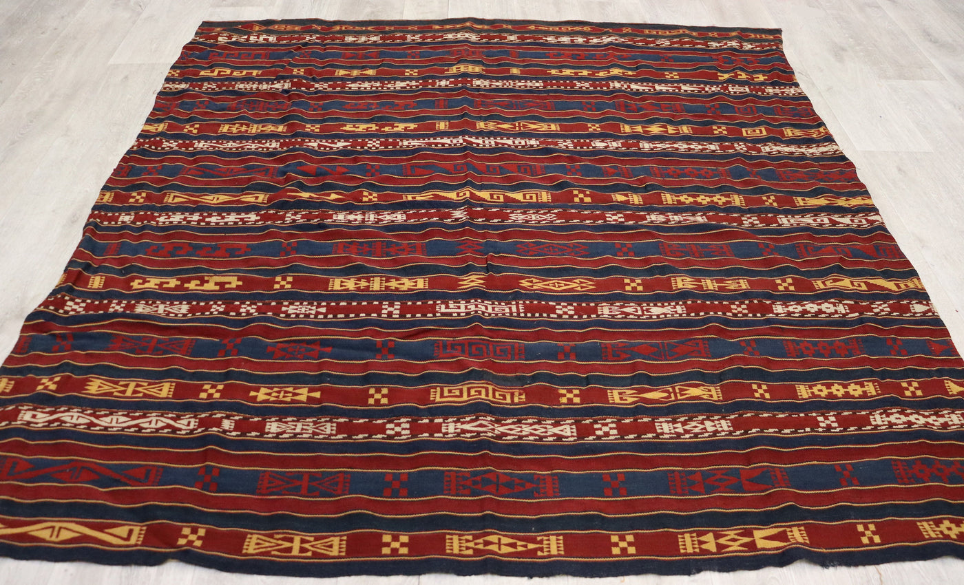 170x170 cm antike handgewebte orient  Usbekische Teppich Nomaden Afghan Jejim kelim  No: 22B Teppiche Orientsbazar   