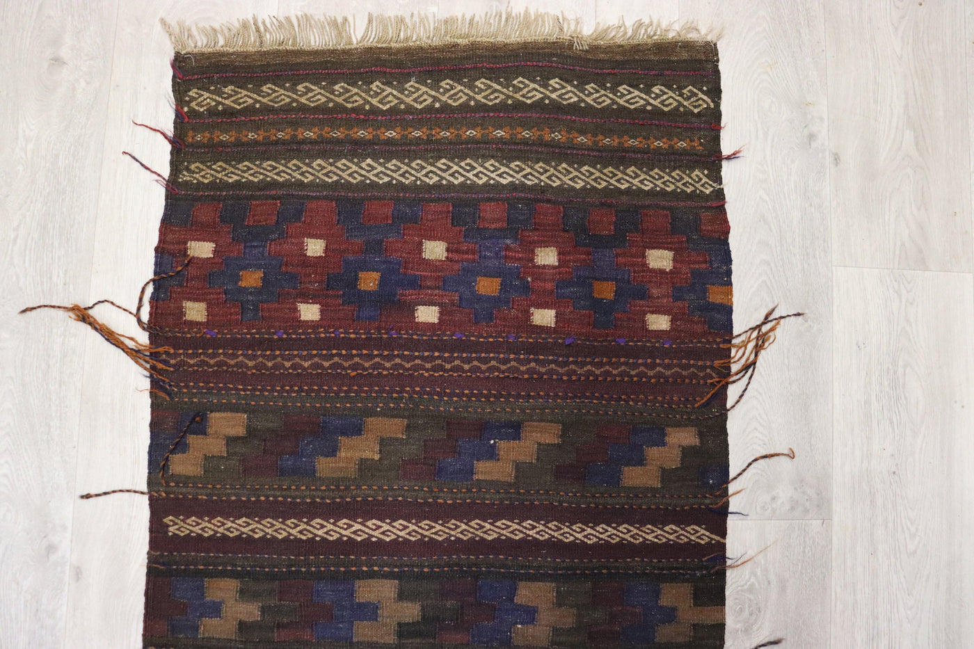 198x70 cm Antik orient handgewebte Teppich Nomaden Balouch sumakh kelim afghan Beloch Flur Läufer kilim Nr- 22D Teppiche Orientsbazar   