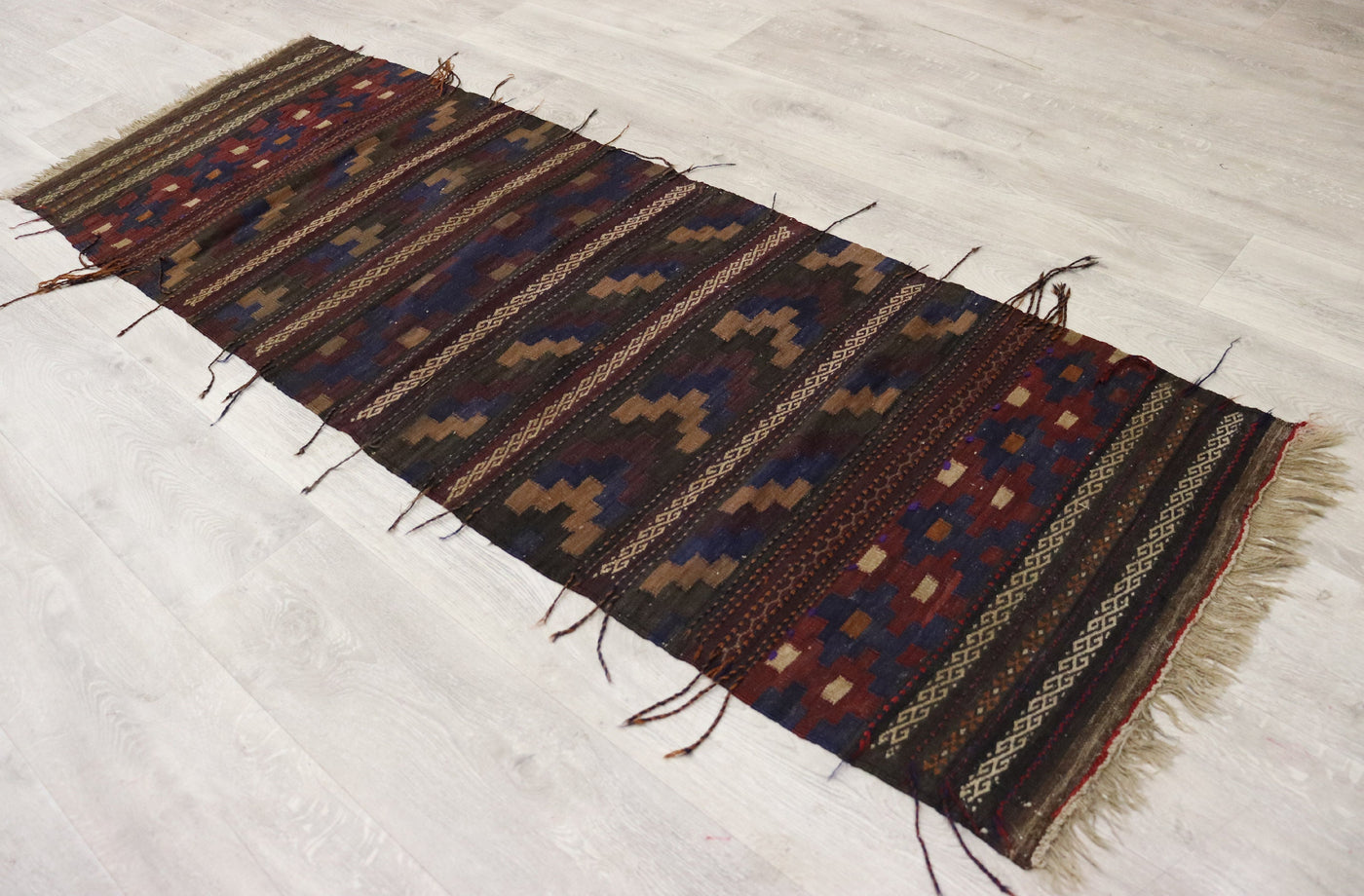 198x70 cm Antik orient handgewebte Teppich Nomaden Balouch sumakh kelim afghan Beloch Flur Läufer kilim Nr- 22D Teppiche Orientsbazar   