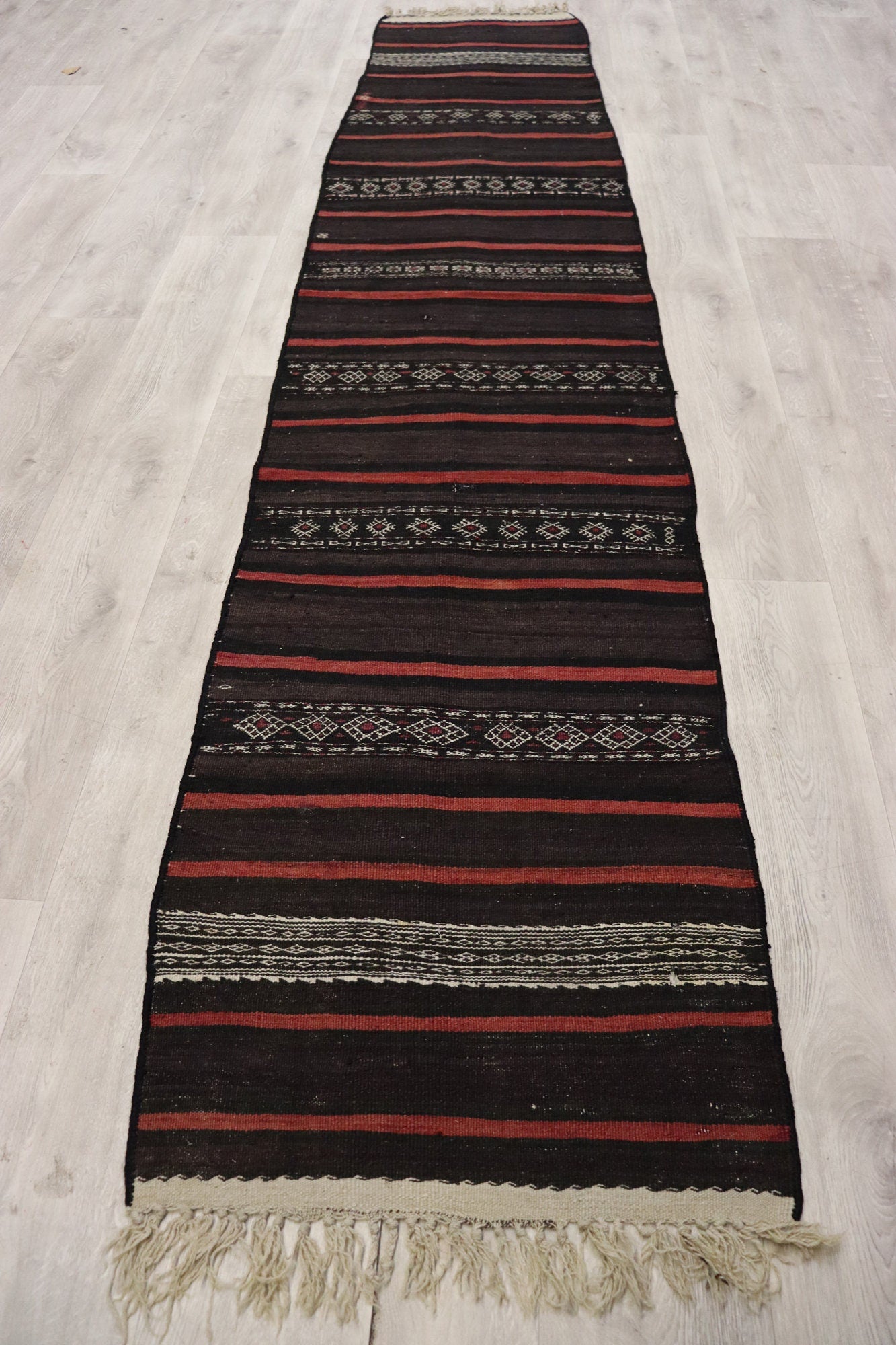 320x60 cm Antik orient handgewebte Teppich Nomaden Balouch sumakh kelim afghan Beloch Flur teppich Läufer kilim Nr- 407  Orientsbazar   