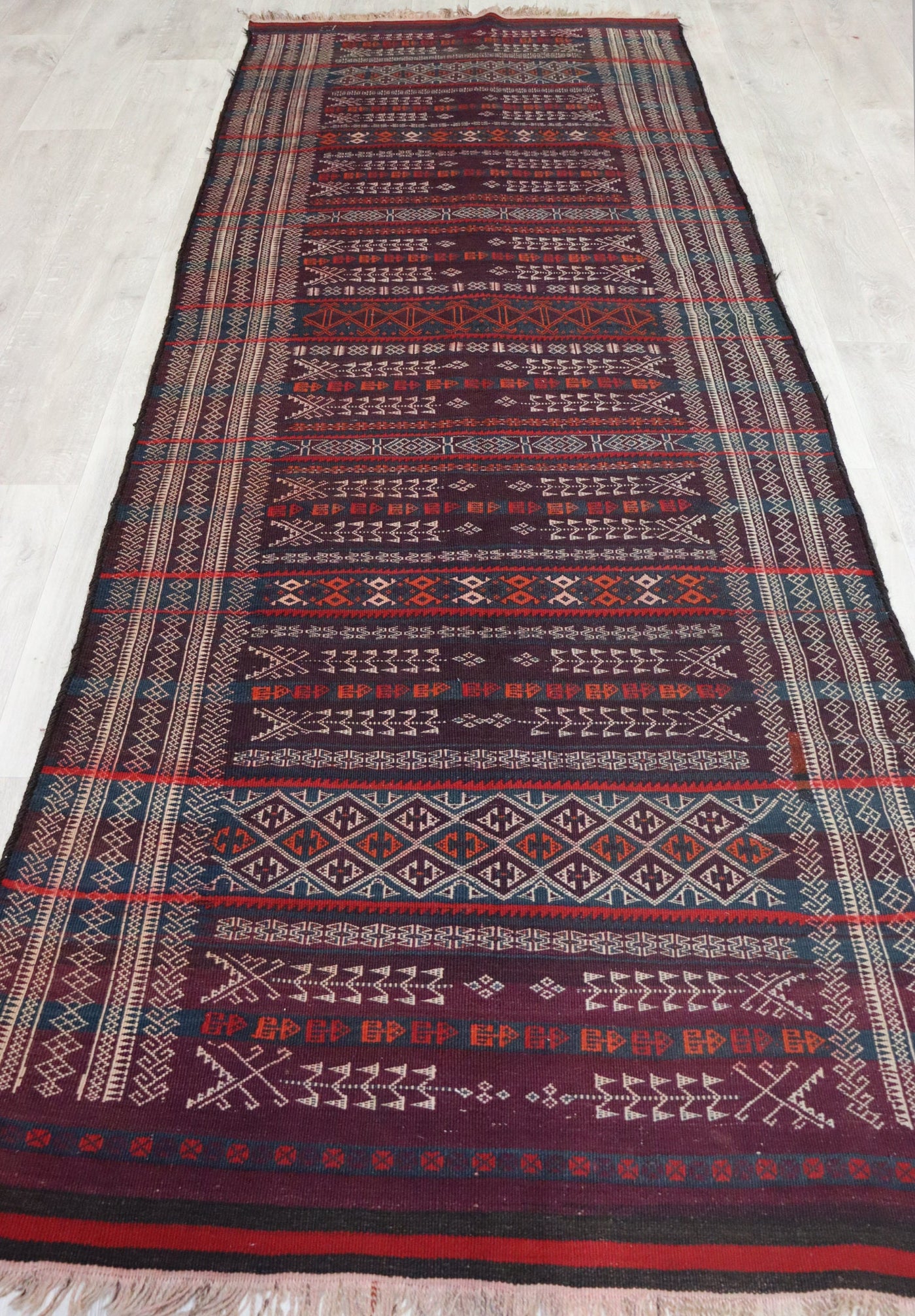 275x112 cm Antik orient handgewebte Teppich Nomaden Balucsumakh kelim afghan Beloch kilim Nr-PK367  Orientsbazar   