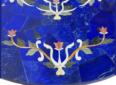 80 cm Marmor Lapis Lazuli Pietra Dura Couchtisch Tisch Florentiner Mosaik Intarsienarbeit  wohnzimmertisch (Lapis)  Orientsbazar   
