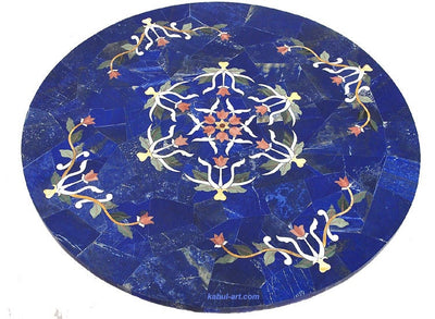 80 cm Marmor Lapis Lazuli Pietra Dura Couchtisch Tisch Florentiner Mosaik Intarsienarbeit  wohnzimmertisch (Lapis)  Orientsbazar   