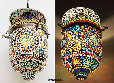 Orient Kolonial Bell Jar Glas Decken Hängelampe lampe Mosaik Hundi Pendelleuchte aus Glas mit Einzelfassung  Nr_7  Orientsbazar   