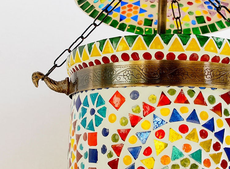 Orient Kolonial Bell Jar Glas Decken Hängelampe lampe Mosaik Hundi Pendelleuchte aus Glas mit Einzelfassung  Nr_7  Orientsbazar   