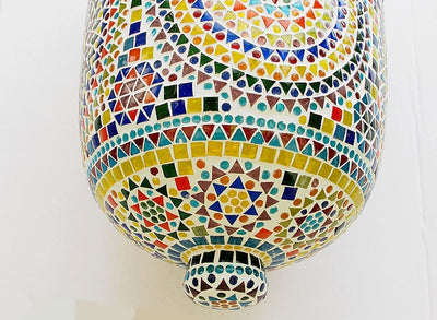 sehr große Orientalische Kolonial Bell Jar Glas Deckenlampe Hängelampe lampe Mosaik lampe Hundi Pendelleuchte aus Glas mit Einzelfassung XL  Orientsbazar   