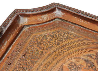 74x50 cm antik sehr seltener Massiv orientalische Kupfer tablett Teetisch Afghanistan No:J  Orientsbazar   