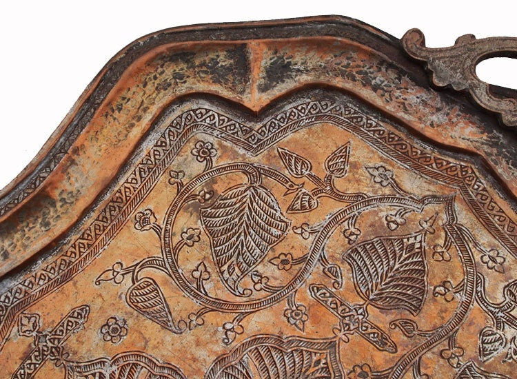 antik sehr seltener Massiv orientalische Kupfer tablett Teetisch Afghanistan No:C  Orientsbazar   