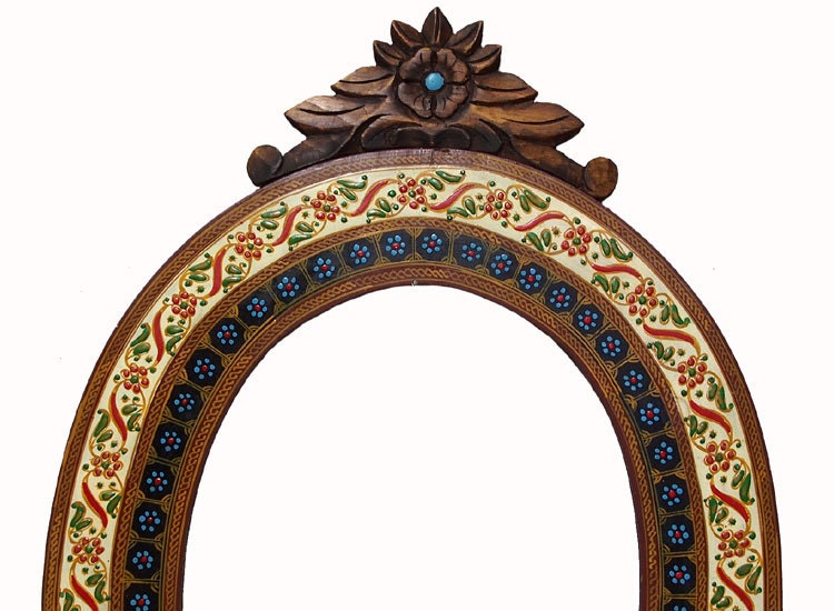 90x55 cm antik-look oval orient Massivholz orientalisch Rahmen Bilderrahmen spiegelrahmen Afghanistan Mit Mogul Relief Miniaturmalerei -C  Orientsbazar   