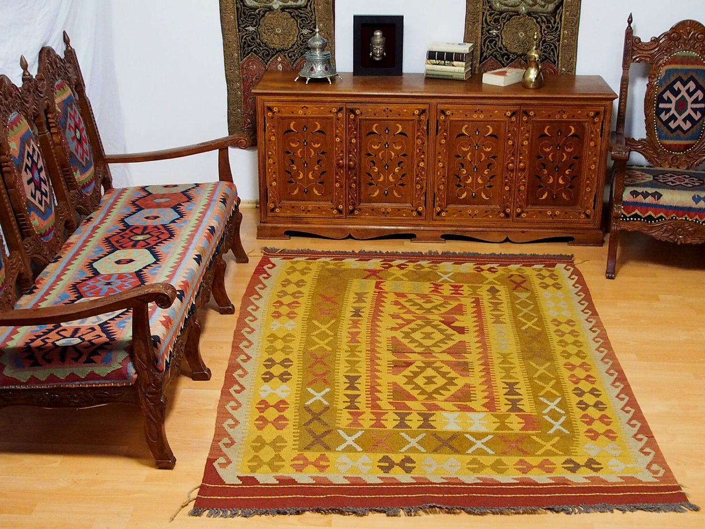 200x153 cm handgewebte nomaden orientt Kelim aus Afghanistan  Nr:63 Teppiche Orientsbazar   
