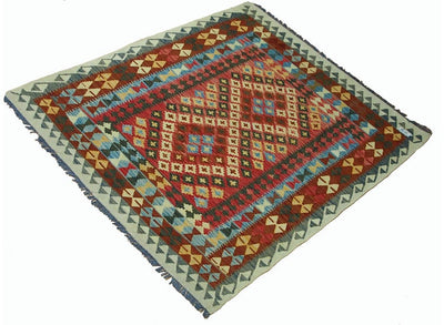 200x158 cm handgewebte nomaden orientt Kelim aus Afghanistan  Nr:66 Teppiche Orientsbazar   
