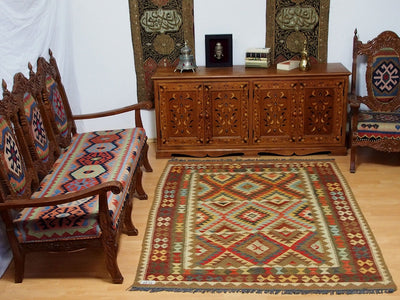 200x153 cm handgewebte nomaden orientt Kelim aus Afghanistan  Nr:65 Teppiche Orientsbazar   
