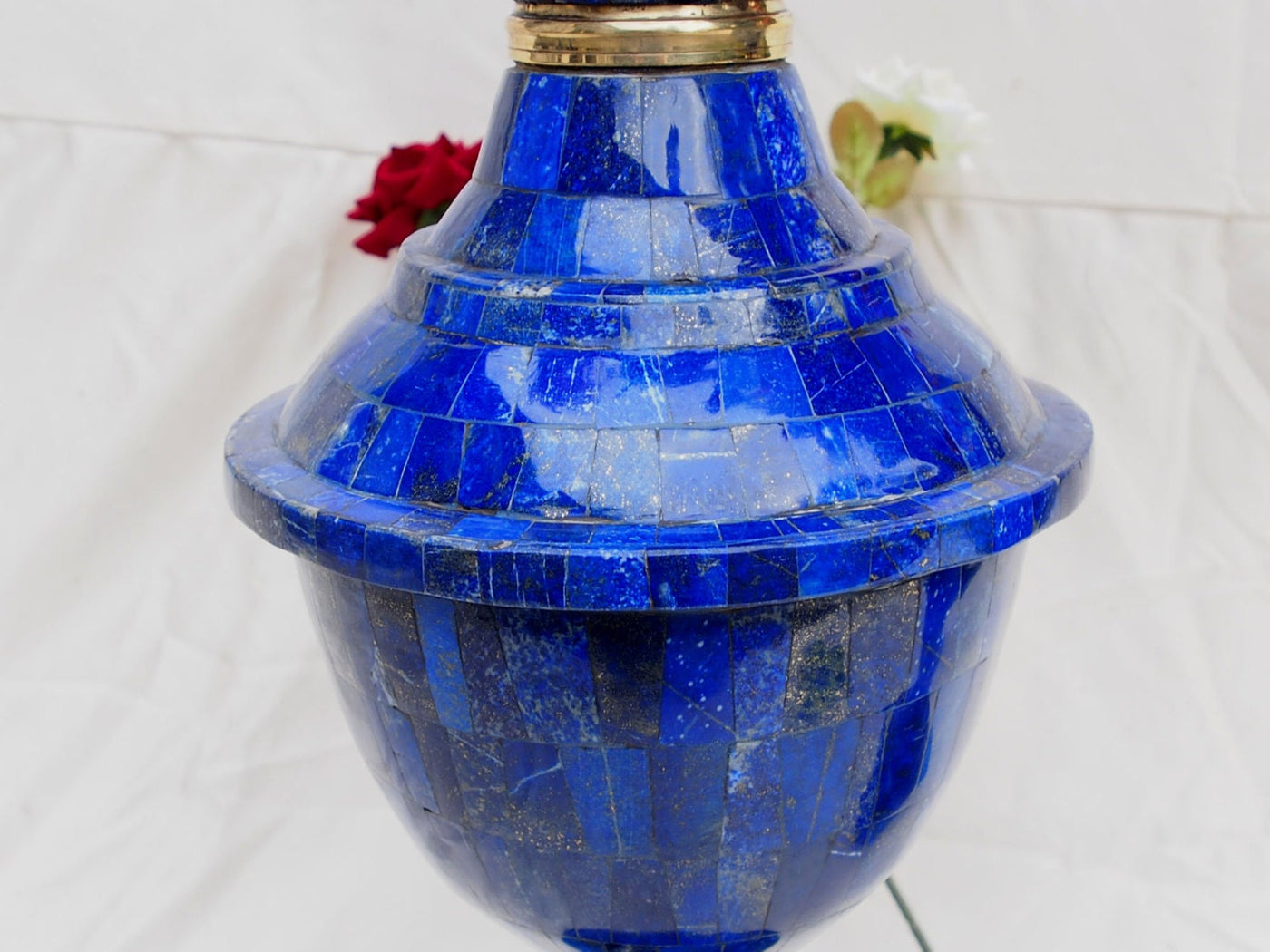 Extravagant Große Bodenvase 57 cm  Exclusive Royal blau echt Lapis Lazuli Vase Prunkvase Blumenvase aus Afghanistan -XXL  Orientsbazar   