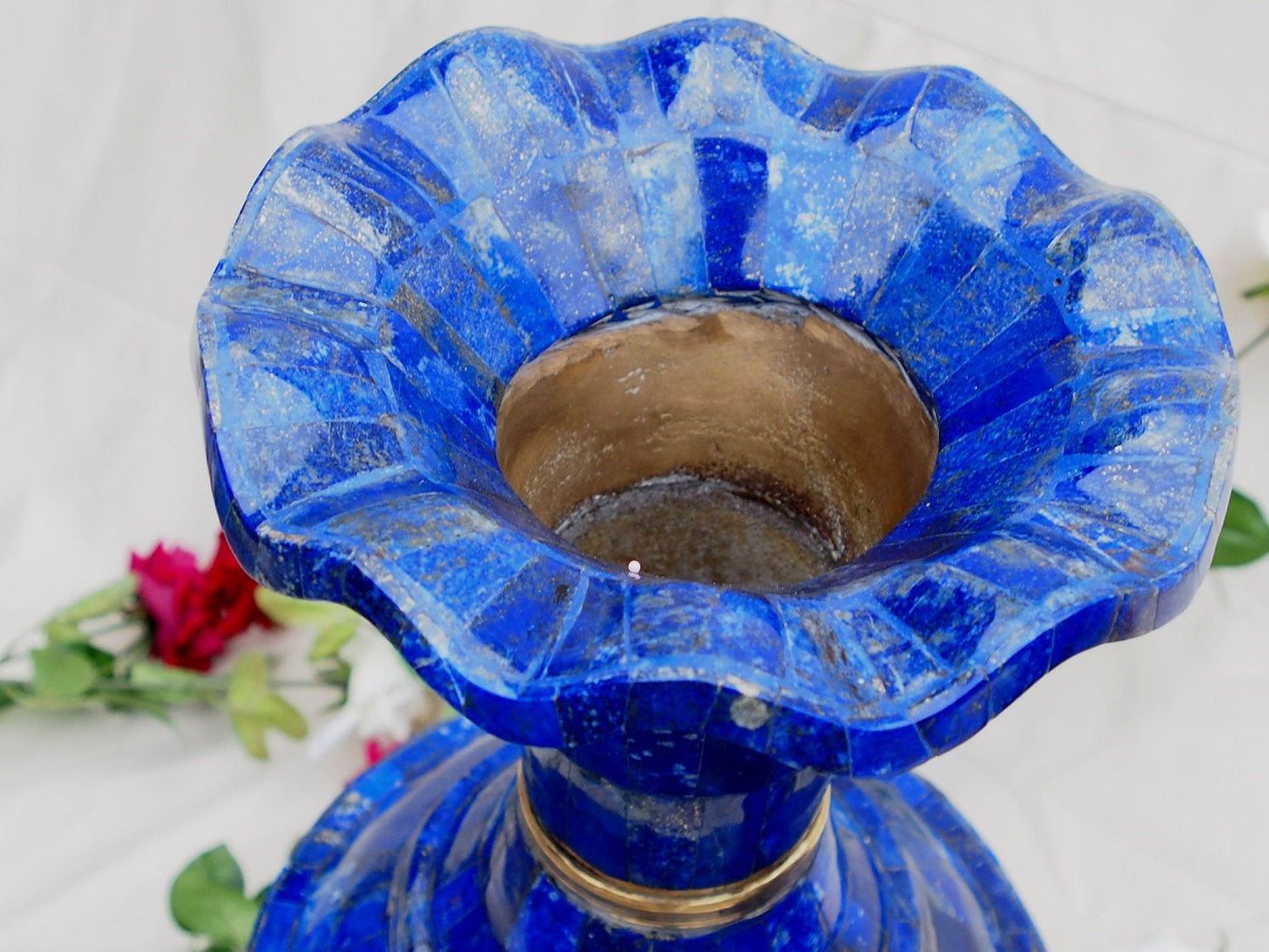 Extravagant Große Bodenvase 57 cm  Exclusive Royal blau echt Lapis Lazuli Vase Prunkvase Blumenvase aus Afghanistan -XXL  Orientsbazar   