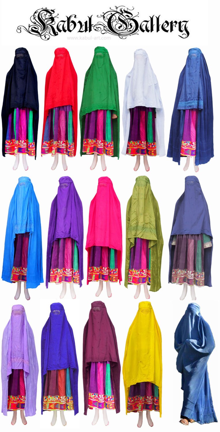 Original Afghanische Frauen schleier kopftuch Burka Burqua umhang afghan burqa abaya Niqab Kleid hijab Tschador afghanistan (dunkelblau)  Orientsbazar   